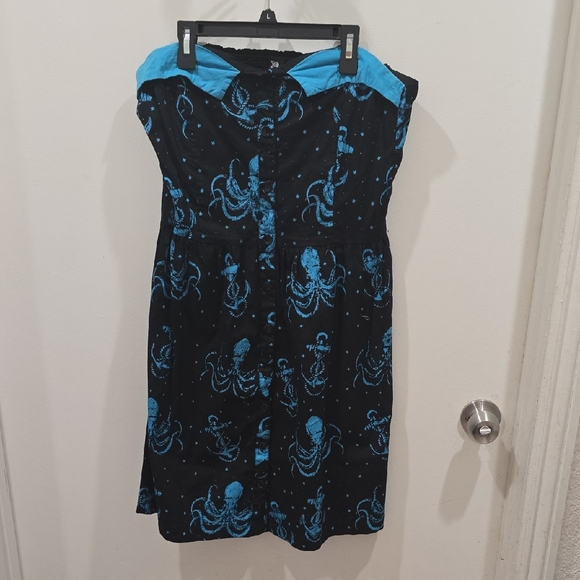 Sourpuss Dresses & Skirts - Black and Blue Octopus Print Dress